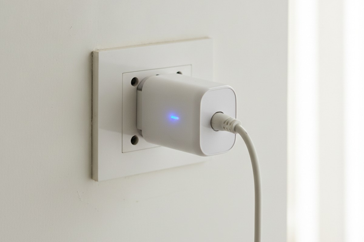 Standard 15A electric socket used for charging an electric scooter at home in India