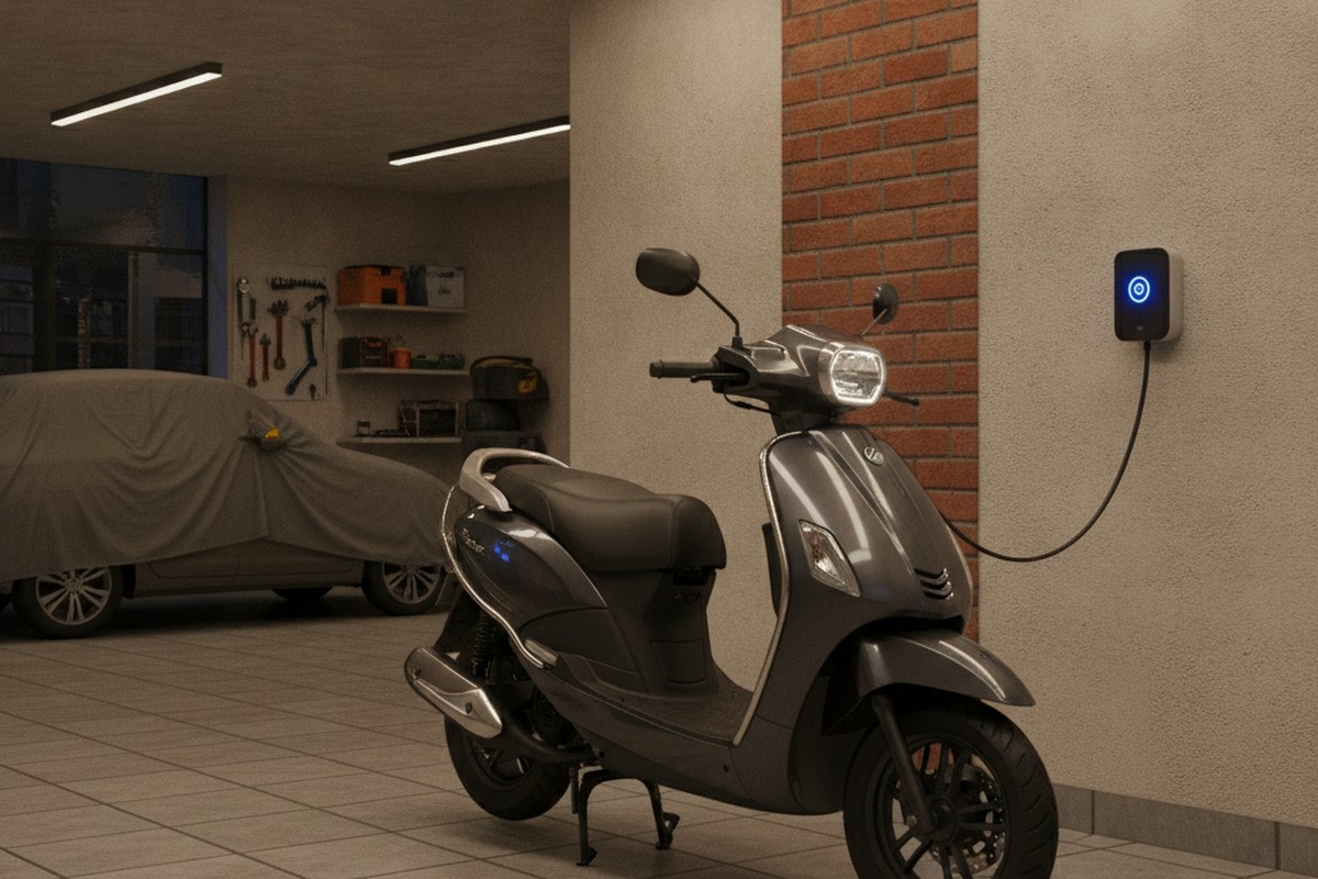 Electric scooter charging at home in India