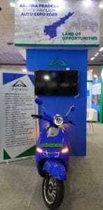 Electric scooter on display in India