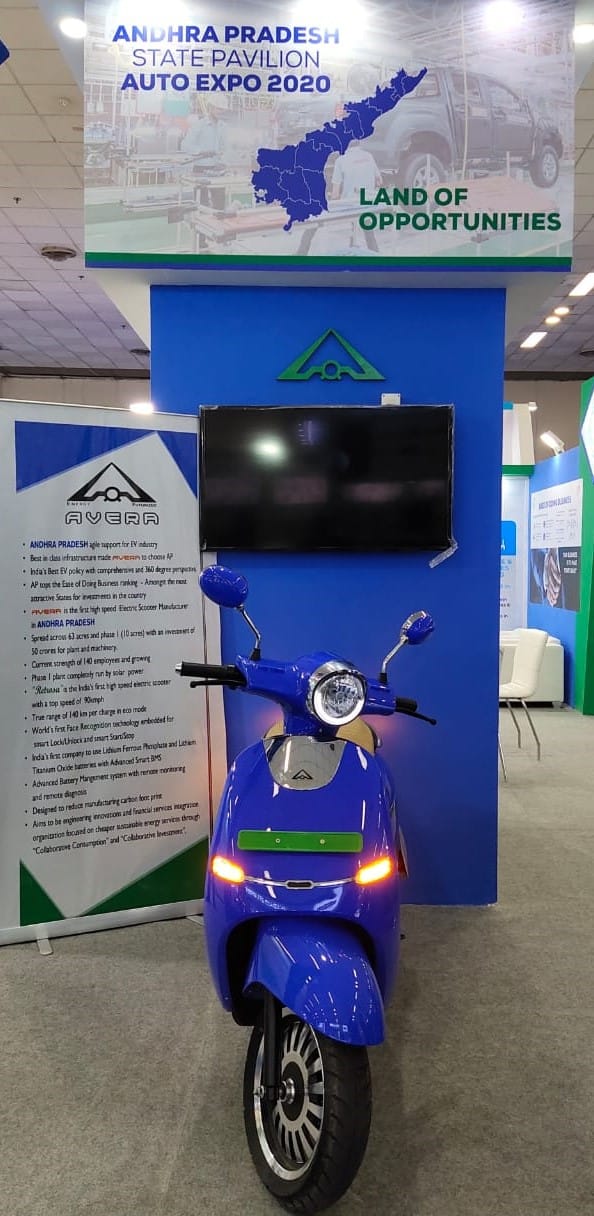 Electric scooter on display in India