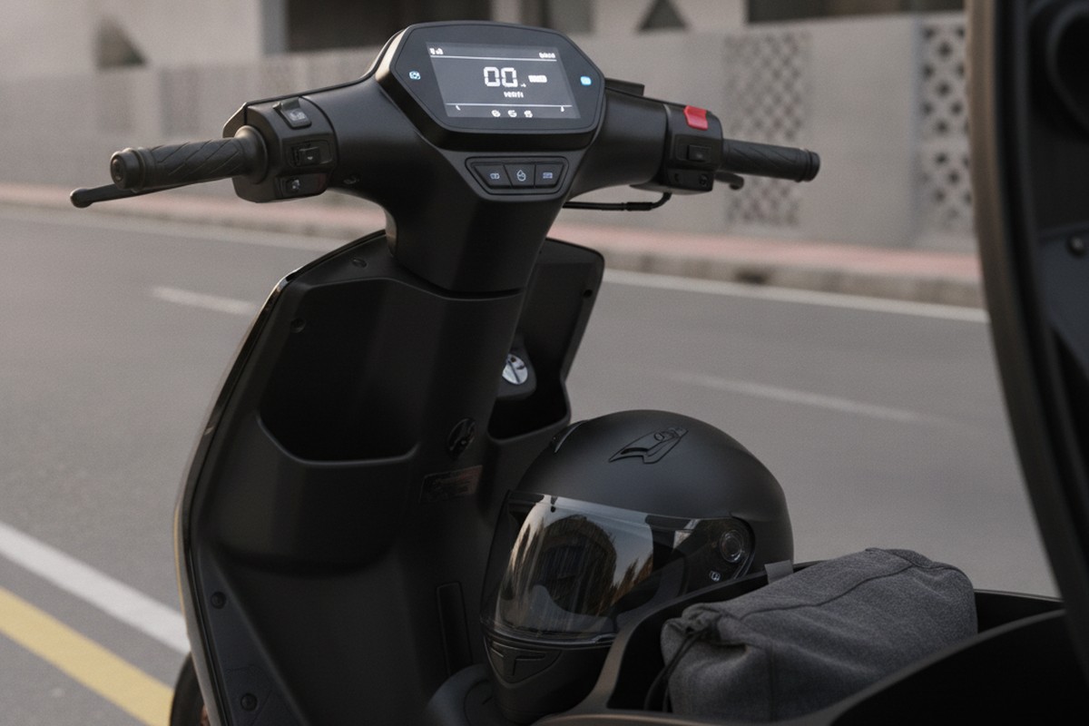 Electric scooter digital dashboard and underseat boot storage space — practical features that matter for daily commuters