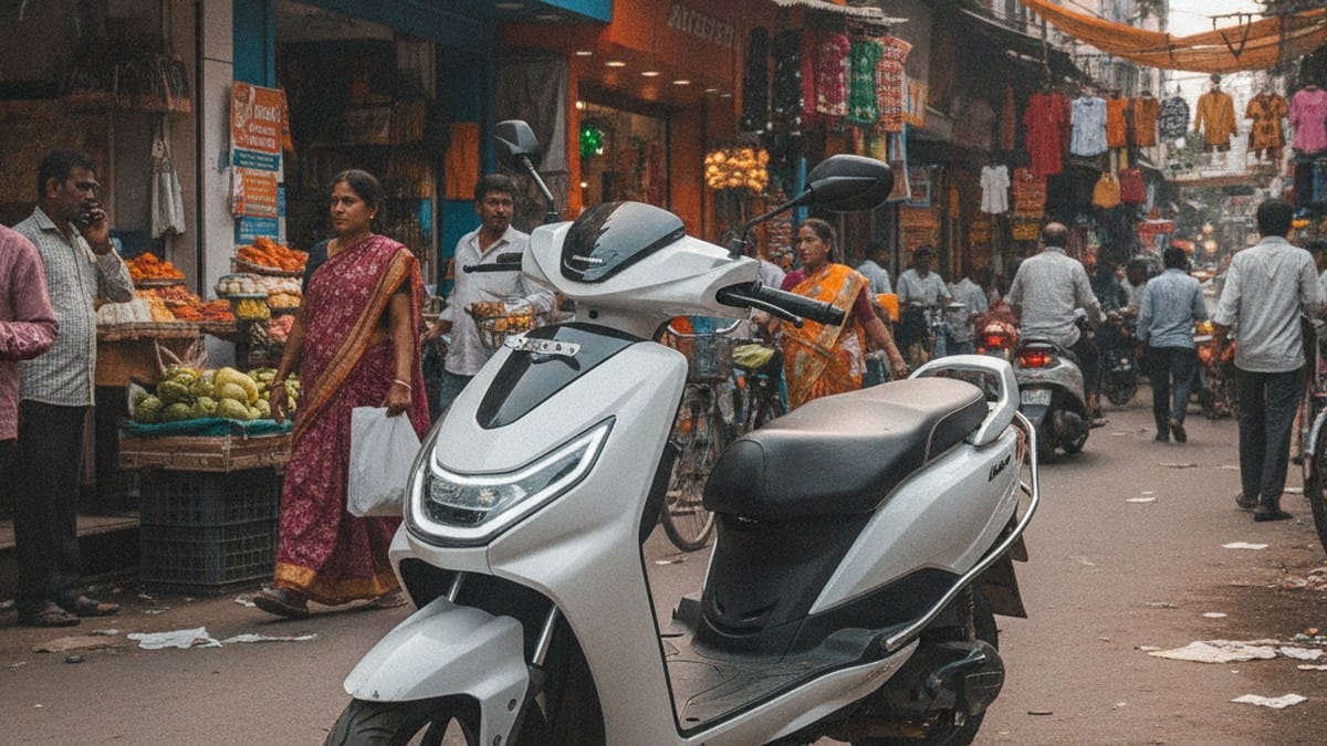 Modern electric scooter on an Indian city street — best electric scooters under 1 lakh in India 2026